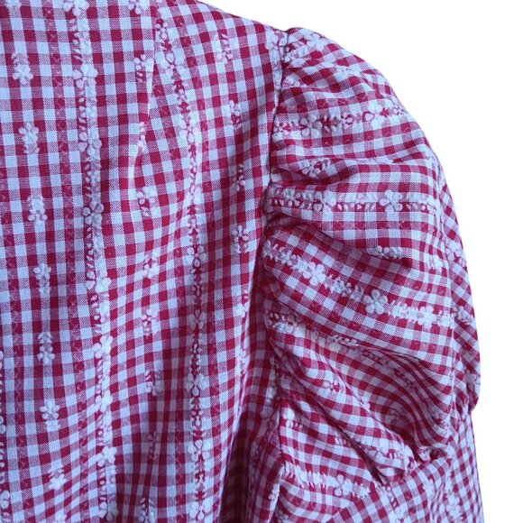 1OF1 XS True Vintage Dress Gingham Prairie Farm Lace Maxi Handmade 1970's Hippy - Picture 7 of 7